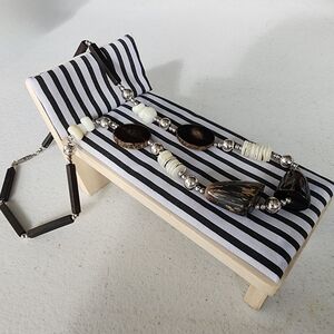 Unique barrel clasp wood resin stone tribal ethnic fashion necklace
